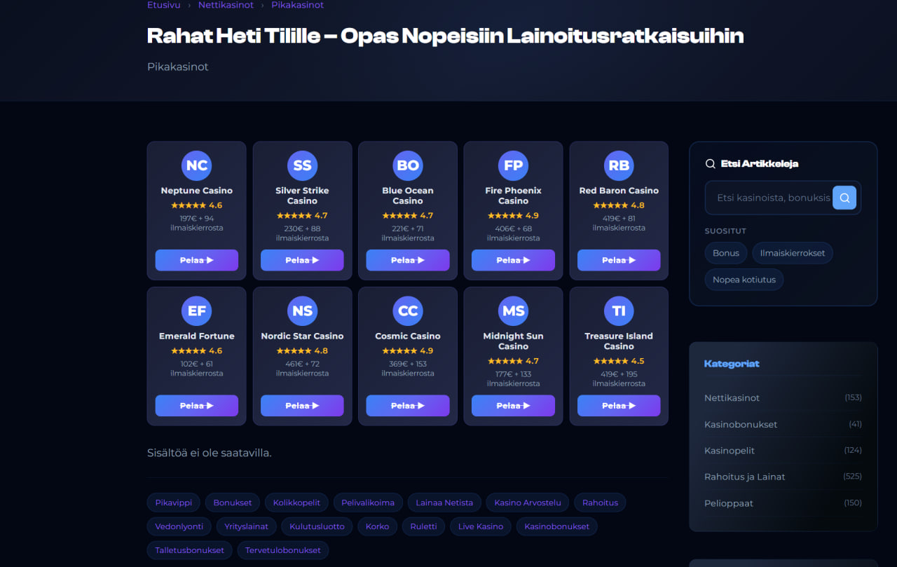 Luotettavimmat — Тест-вікторина для підбору казино за вподобаннями гравця